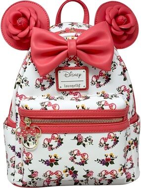 Loungefly White & Pink Floral Minnie Ears Mini Backpack